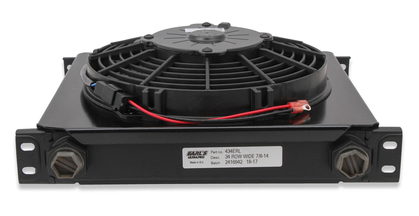 Earl's Performance FP434ERL UltraPro Oil Cooler; Black; 34 Row; w/Fan Pack; -10AN Female; Wide; - Truck Part Superstore