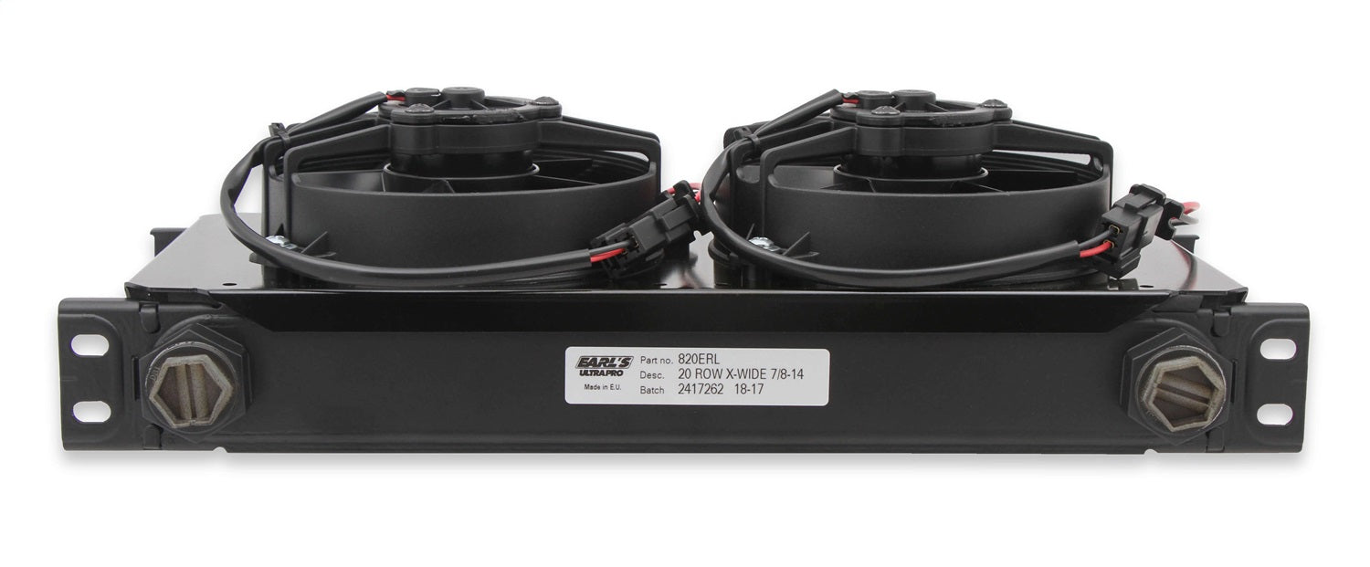 Earl's Performance FP820ERL UltraPro Oil Cooler; Black; w/Dual Fan Pack; 20 Row; -10AN Female; Extra-Wide; - Truck Part Superstore