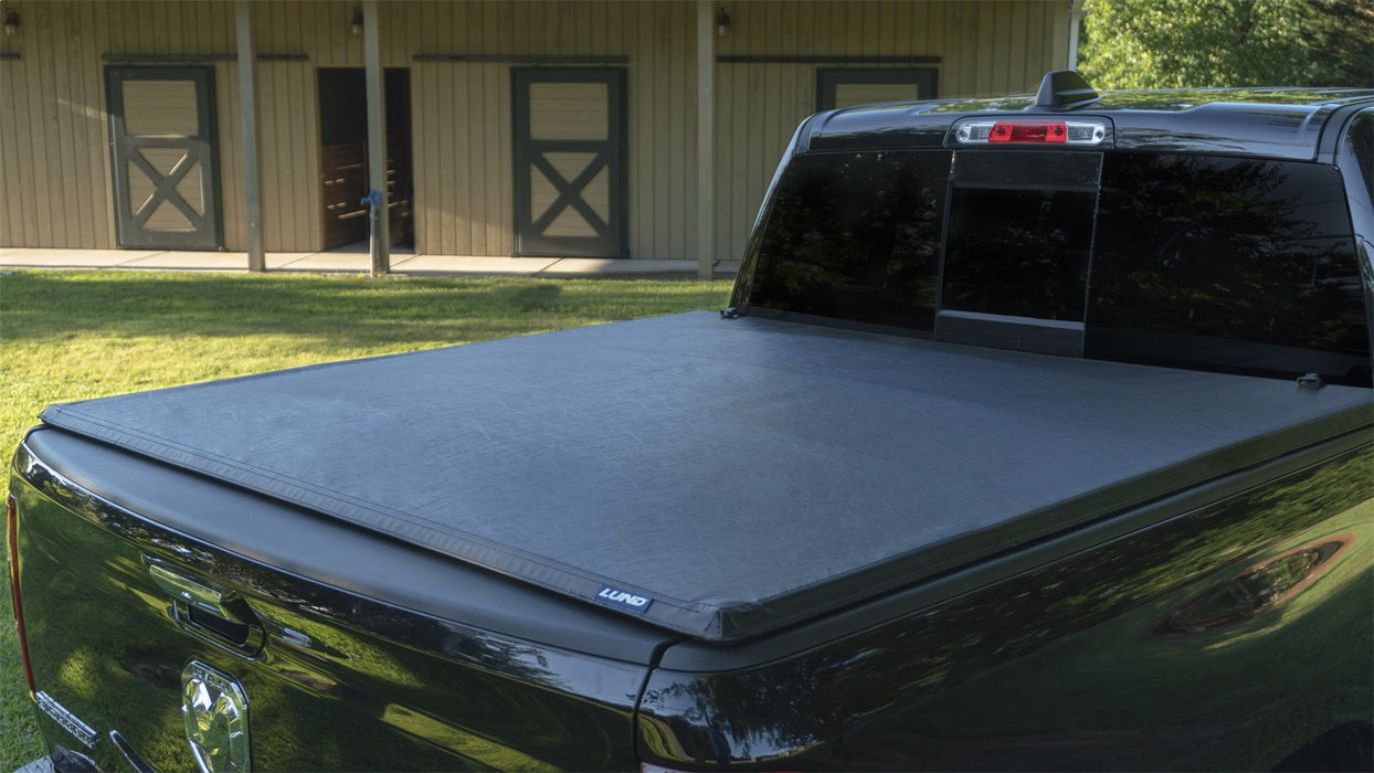 Lund 95079 Genesis™ Tri-Fold Tonneau; Black Leather Look; - Truck Part Superstore