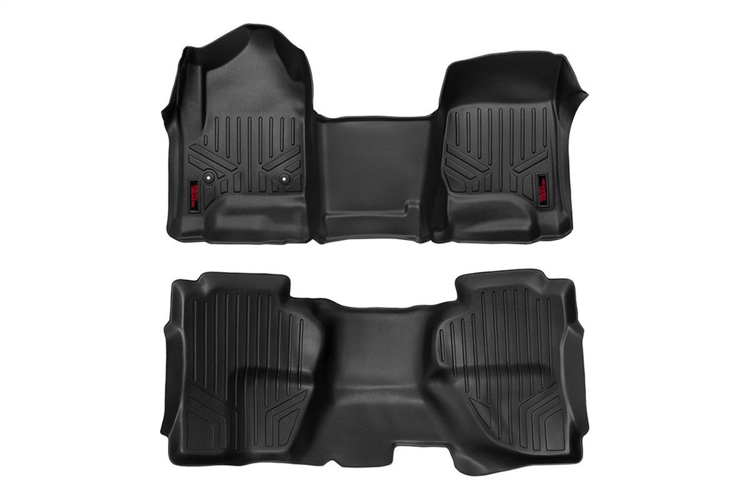 Rough Country M-21142 Heavy Duty Floor Mats Front/Rear W/Center 14-19 Silverado/Sierra 1500/2500 HD/3500 HD Double Cab Rough Country - Truck Part Superstore