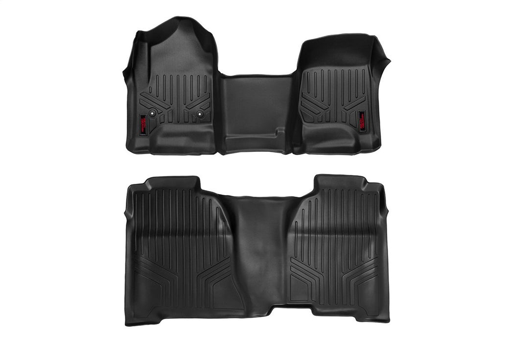 Rough Country M-21143 Heavy Duty Floor Mats Front/Rear W/Center 14-19 Silverado/Sierra 1500/2500 HD/3500 HD Crew Cab Rough Country - Truck Part Superstore