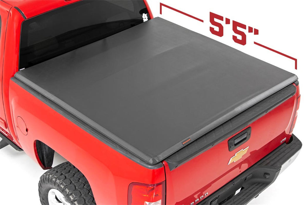 Rough Country RC44207550 Soft Tri-Fold Bed Cover 07-13 Silverado/Sierra 1500 5 Foot 5 Inch Bed w/o Cargo Mgmt Rough Country - Truck Part Superstore