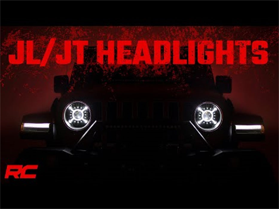 Rough Country RCH5100 Jeep 9-Inch LED Projection Headlights 18-20 Wrangler JL/JLU, 20-Present Gladiator JT Rough Country - Truck Part Superstore