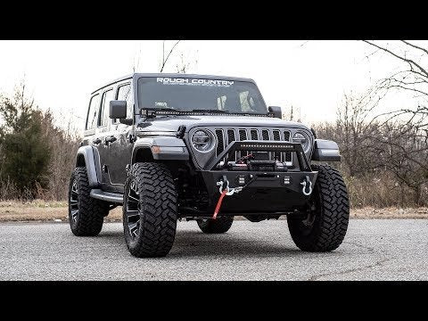 Rough Country 10597A Jeep Stubby Front Trail Bumper 18-20 Wrangler JL and 20-Present Gladiator JT Rough Country - Truck Part Superstore