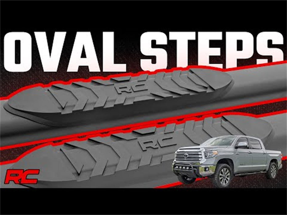 Rough Country 21009 Oval Nerf Step 4.5 Inch Crew Cab Black 07-21 Toyota Tundra 2WD/4WD Rough Country - Truck Part Superstore