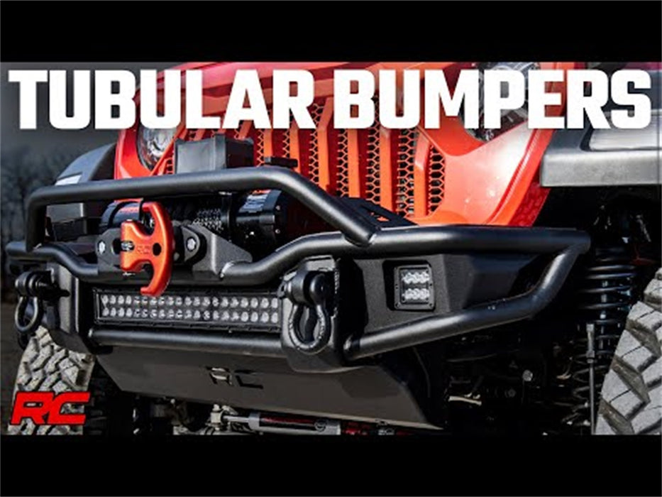 Rough Country 10647 Front Winch Bumper; Tubular; Skid Plate; Satin Black; - Truck Part Superstore