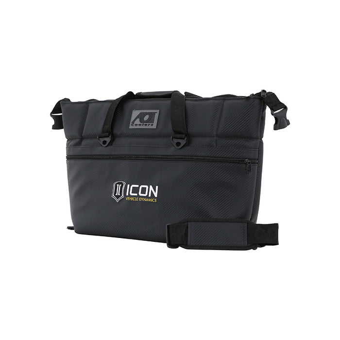 ICON Vehicle Dynamics ICON-2142-STL-BL/CB-24PK 24PK CARBON AO COOLER WITH STANDARD ICON LOGO - Truck Part Superstore