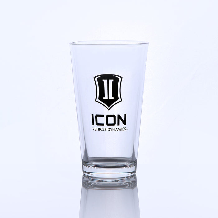 ICON Vehicle Dynamics ICON-2140-SL-BL-16OZ 16OZ PINT GLASS WITH STACKED BLACK ICON LOGO - Truck Part Superstore