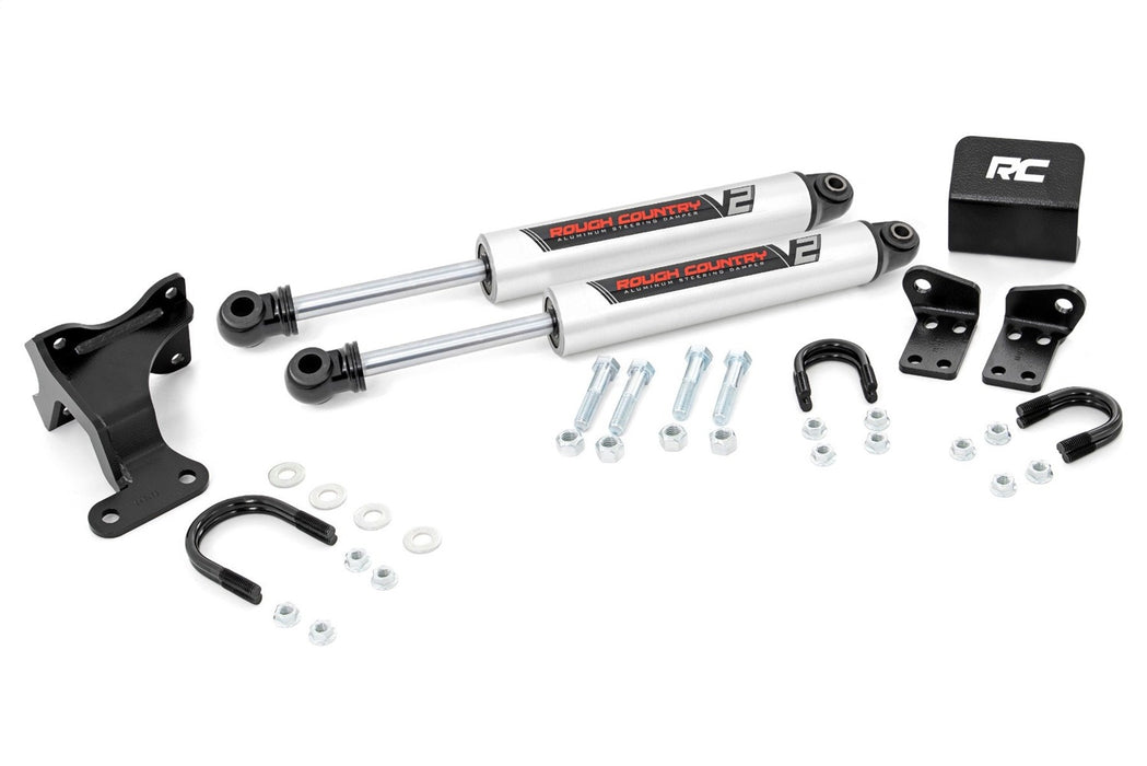 Rough Country 8734970 V2 Steering Stabilizer Dual 07-18 Jeep Wrangler JK Rough Country - Truck Part Superstore