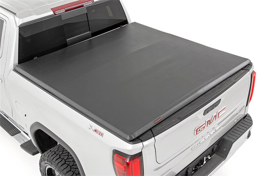 Rough Country RC44308550 Soft Tri-Fold Bed Cover 19-20 Silverado/Sierra 1500 5 Foot 8 Inch Bed w/o Cargo Mgmt Rough Country - Truck Part Superstore