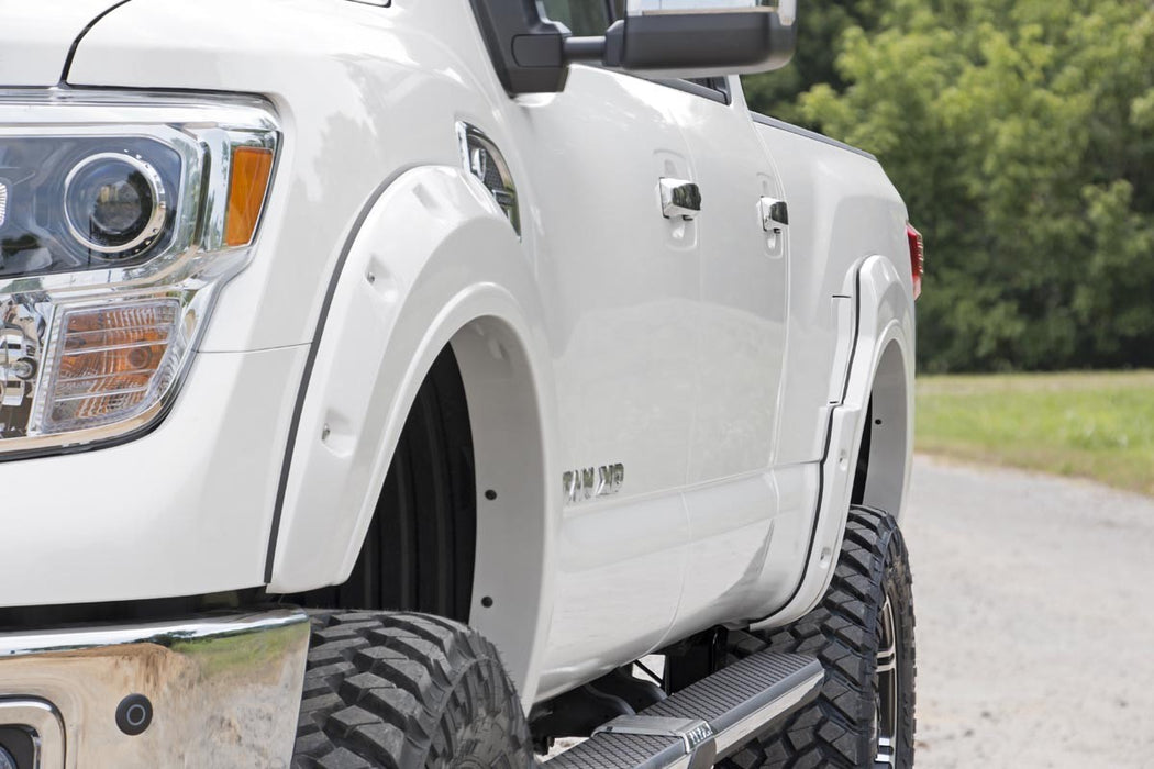 Rough Country F-N101705 Titan Pocket Fender Flares Rivets Unpainted 17 Titan Crew Cab Rough Country - Truck Part Superstore