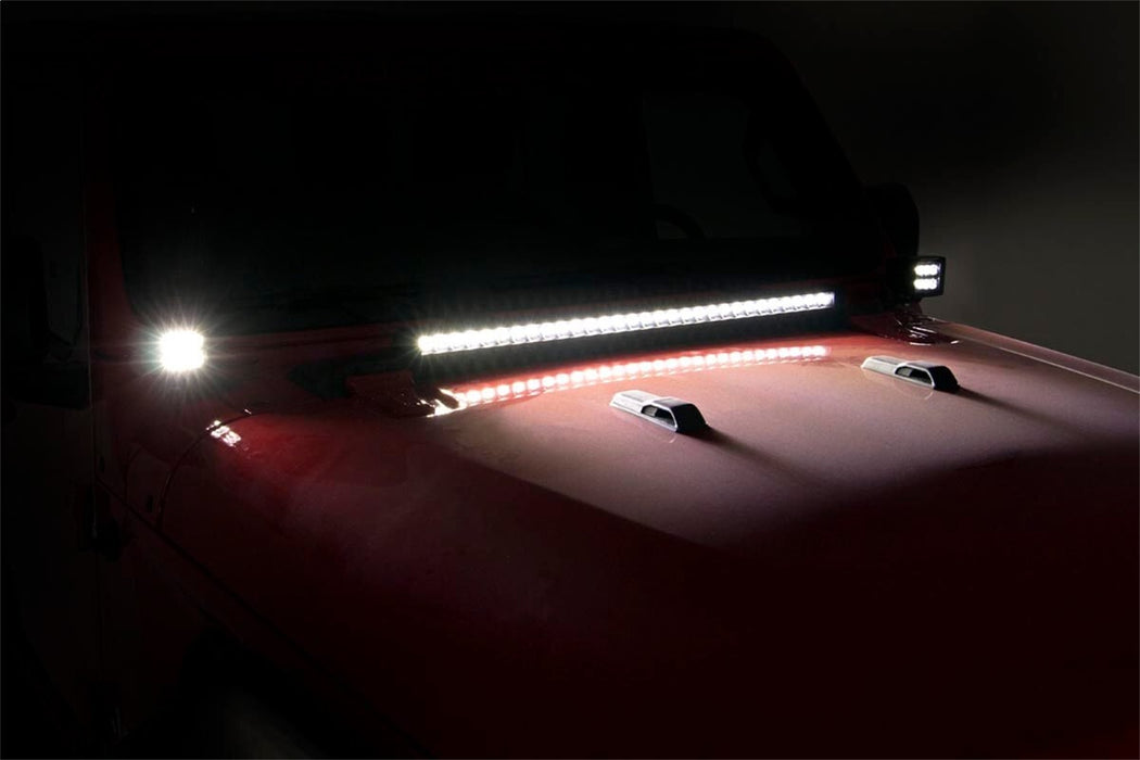 Rough Country 70052DRL Jeep JL/Gladiator 2 Inch LED Lower Windshield Kit Black Series w/White DRL For 18-Pres Wrangler JL/20-Pres Gladiator Rough Country - Truck Part Superstore