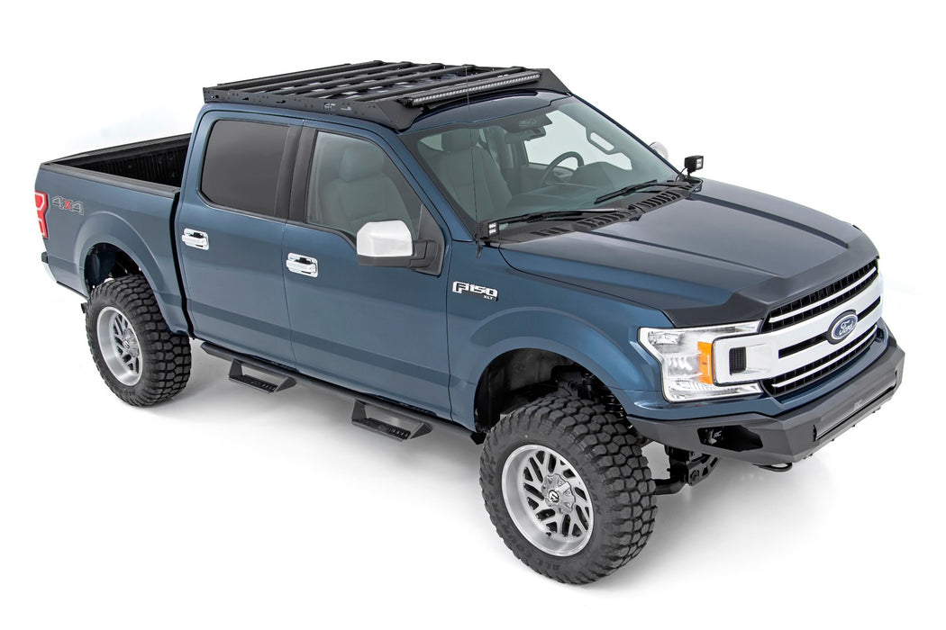 Rough Country 51021 Ford Roof Rack System w/Front Facing 40 Inch Single Row Black Series LED Light Bar 15-18 Ford F-150 2WD/4WD Rough Country - Truck Part Superstore