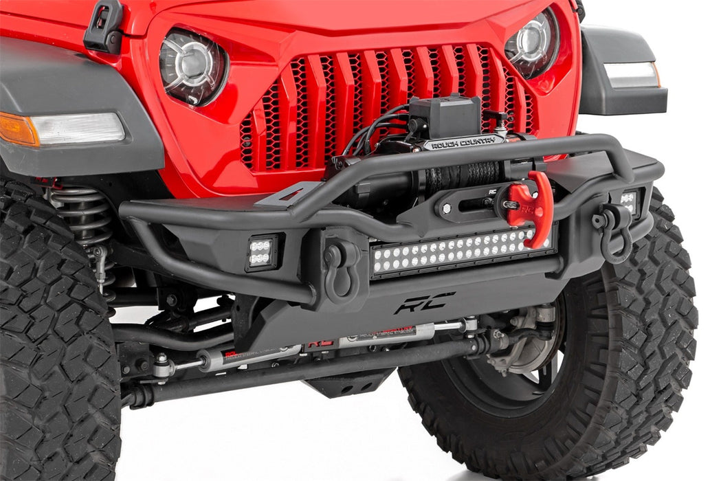 Rough Country 10647 Front Winch Bumper; Tubular; Skid Plate; Satin Black; - Truck Part Superstore