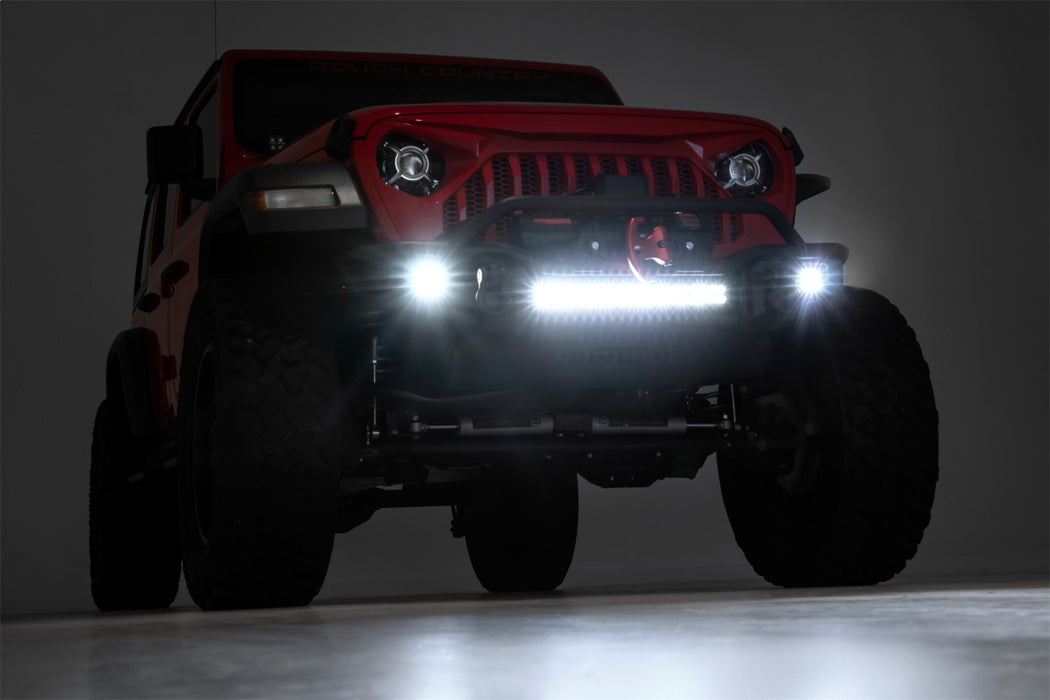 Rough Country 10647 Front Winch Bumper; Tubular; Skid Plate; Satin Black; - Truck Part Superstore