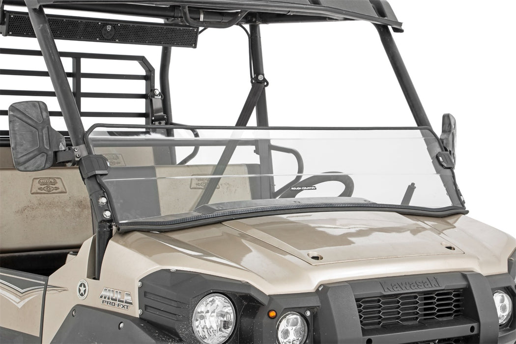 Rough Country 98115151A Half Windshield Scratch Resistant 15-22 Kawasaki Mule Pro-FX Rough Country - Truck Part Superstore