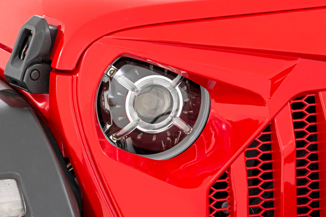 Rough Country RCH5300 Jeep 9-Inch DRL Halo LED Headlights Jeep Wrangler JL/JLU, Gladiator JT Rough Country - Truck Part Superstore