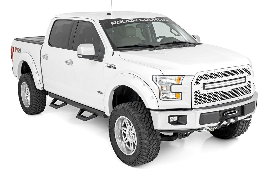 Rough Country 51008A SRX2 Adjustable Aluminum Step Crew Cab 15-22 Ford F-150/17-22 Super Duty Rough Country - Truck Part Superstore