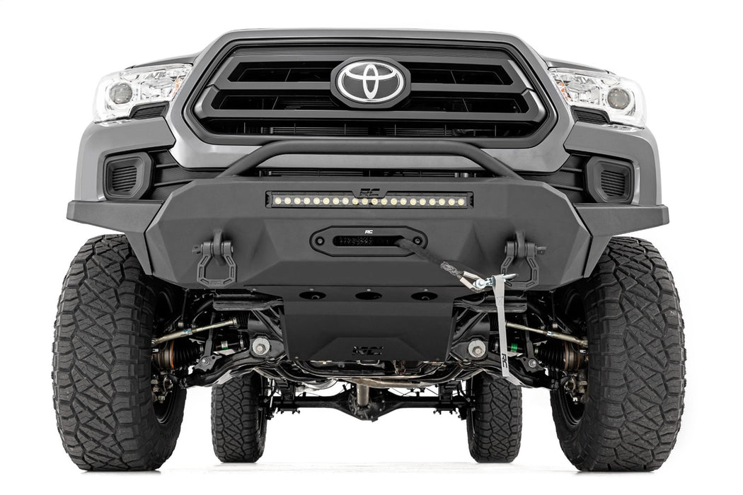 Rough Country 10728 Front Bumper Hybrid with 9500 Lb Pro Series Winch Synthetic Rope and 20 Inch DRL LED Light Bar 16-22 Toyota Tacoma Rough Country - Truck Part Superstore