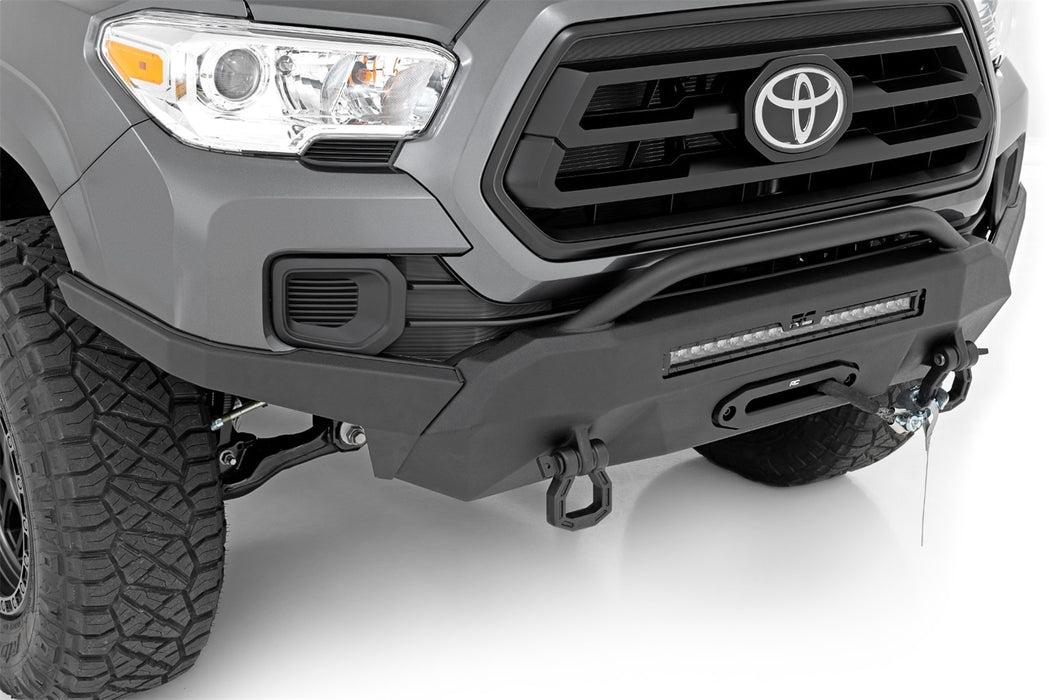 Rough Country 10729 Front Bumper Hybrid with 12000 Lb Pro Series Winch Synthetic Rope and 20 Inch DRL LED Light Bar 16-22 Toyota Tacoma Rough Country - Truck Part Superstore