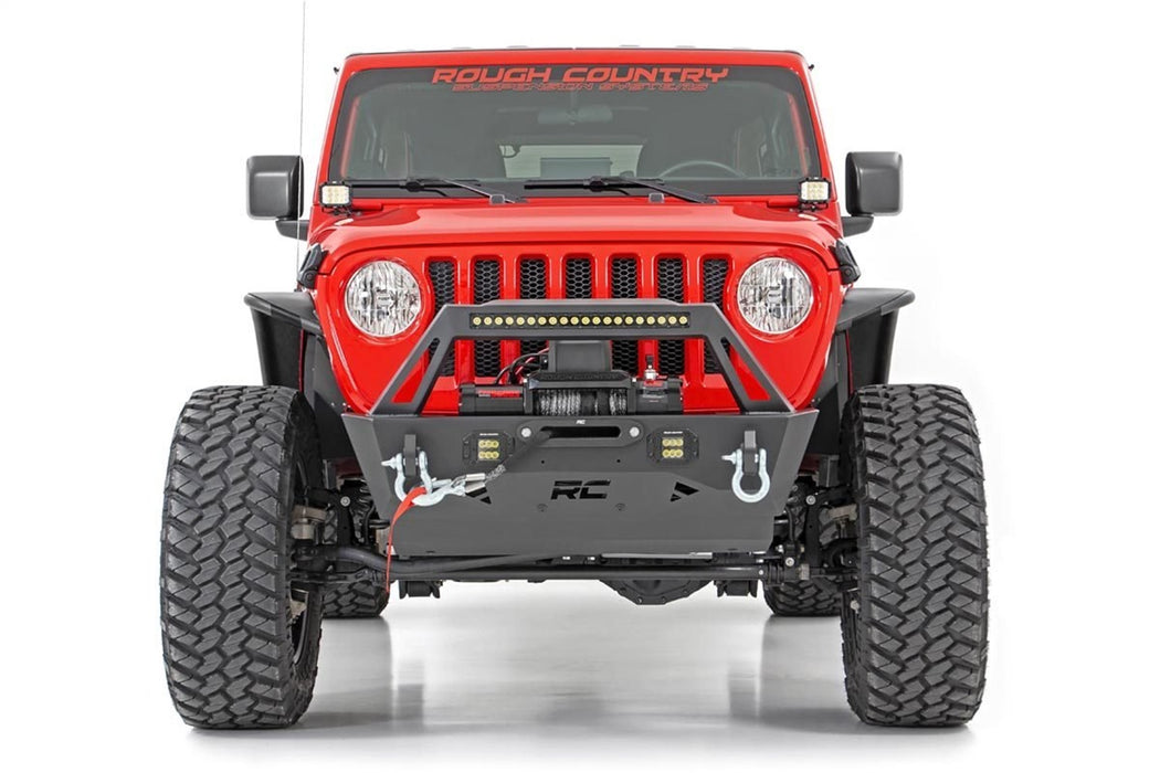 Rough Country 10597A Jeep Stubby Front Trail Bumper 18-20 Wrangler JL and 20-Present Gladiator JT Rough Country - Truck Part Superstore