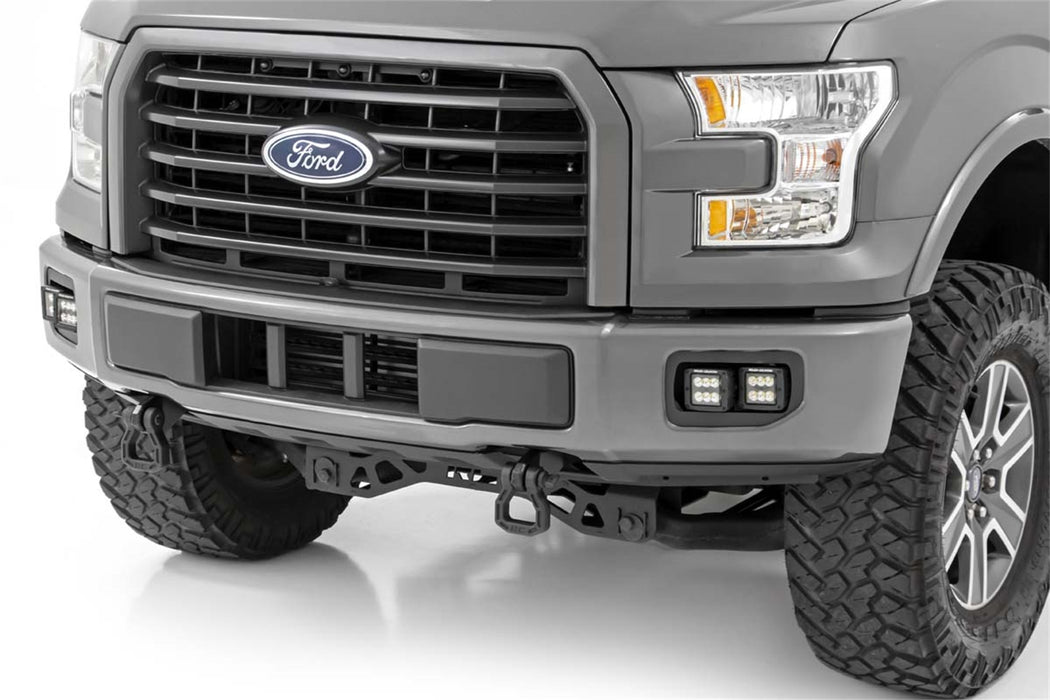 Rough Country 70833 Ford LED Fog Light Kit Black Series w/ Flood Beam 15-19 F-150 Rough Country - Truck Part Superstore