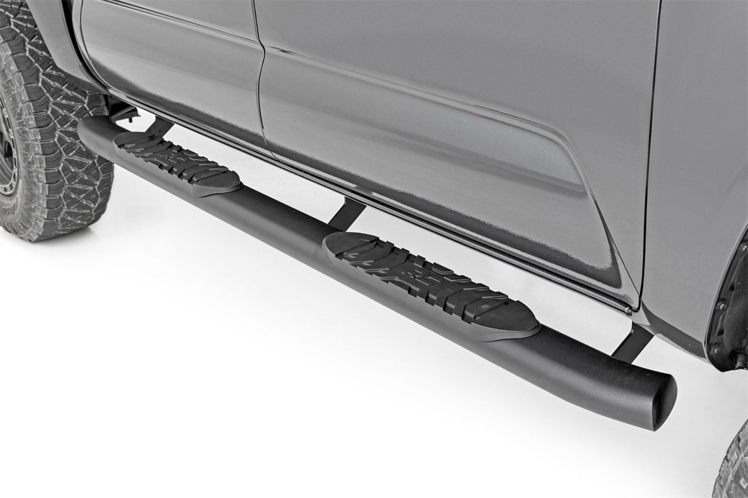 Rough Country 21008 Oval Nerf Step 4.5 Inch Double Cab Black 05-22 Toyota Tacoma 2WD/4WD Rough Country - Truck Part Superstore