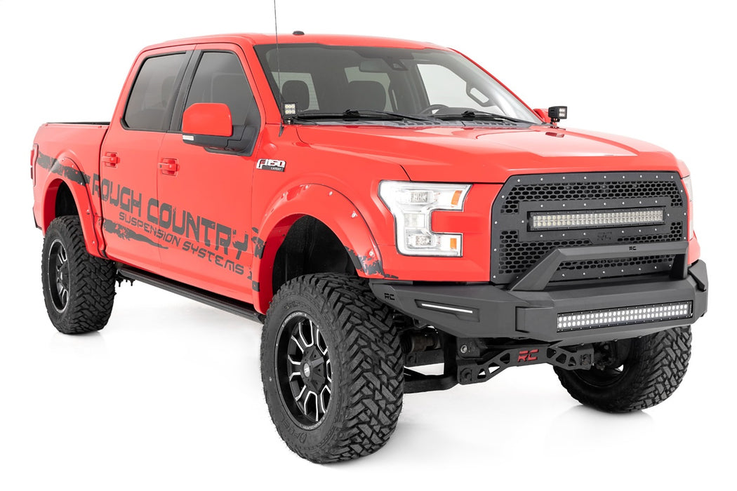 Rough Country 10950A Front Modular Bumper w/Skidplate and 30 Inch LED Light Bar 15-17 Ford F-150 2WD/4WD Rough Country - Truck Part Superstore