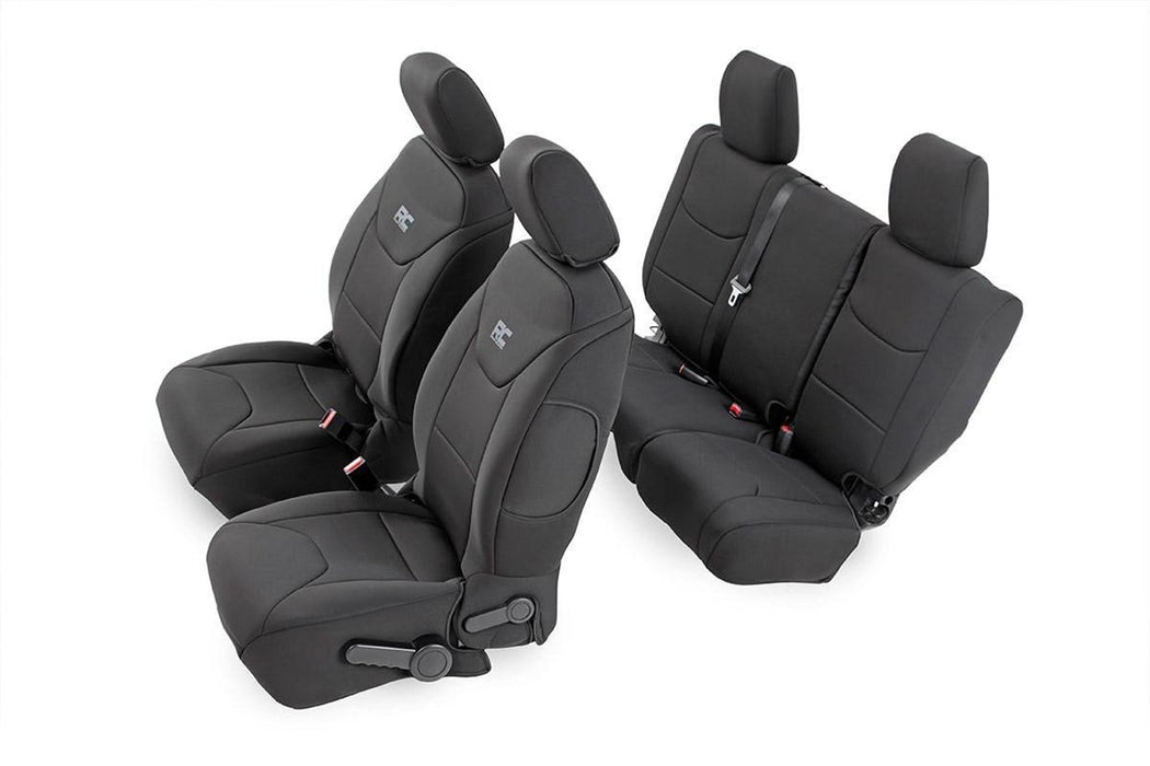 Rough Country 91003 Jeep Neoprene Seat Cover Set Black 11-12 Wrangler JK Unlimited Rough Country - Truck Part Superstore