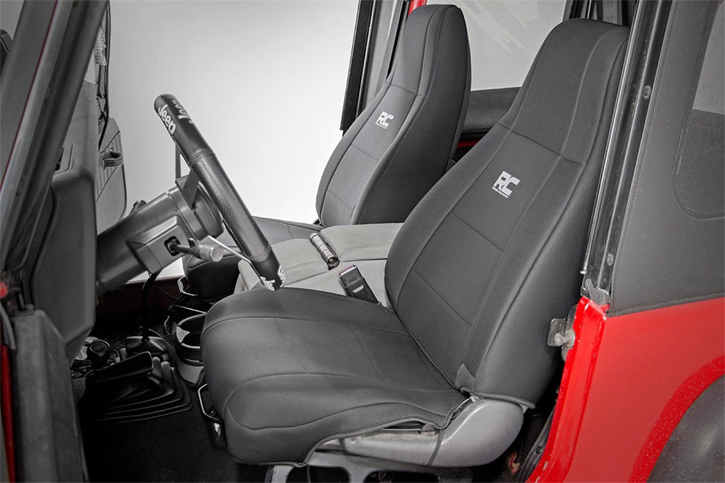 Rough Country 91008 Jeep Neoprene Seat Cover Set Black 87-90 Wrangler YJ Rough Country - Truck Part Superstore