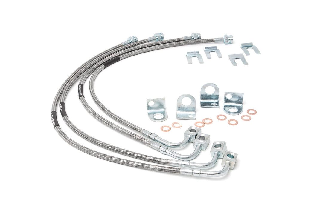 Rough Country 89716 Jeep Front and Rear Stainless Steel Brake Lines 4.0-6.0 Inch Lifts 07-18 Wrangler JK Rough Country - Truck Part Superstore