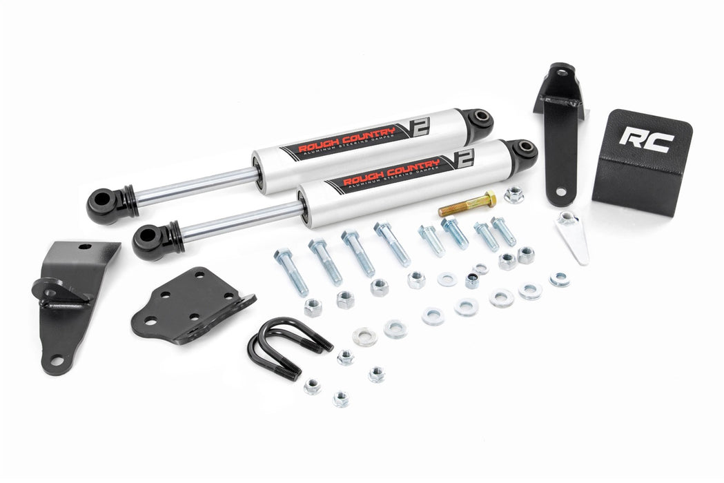 Rough Country 8749570 V2 Steering Stabilizer Dual 10-13 Ram 2500/10-12 3500 4WD Rough Country - Truck Part Superstore