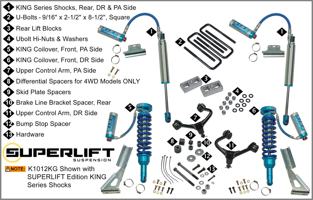 Superlift K1012KG 3in. Lift Kit w/KING 2.5 Shocks-05-22 Tacoma - Truck Part Superstore