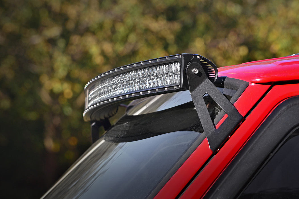 Rough Country 70074 Jeep 50-inch Black Series Curved LED Light Bar w/DRL Upper Windshield Kit 84-01 Jeep XJ Cherokee Rough Country - Truck Part Superstore