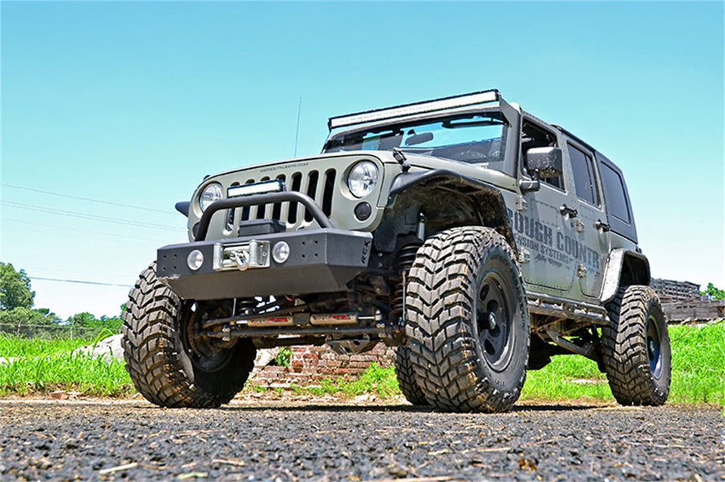 Rough Country 70504BL Jeep 50-Inch Straight LED Light Bar Upper Windshield Kit w/ 50 Inch Black Series LED Light 07-18 Wrangler JK Rough Country - Truck Part Superstore