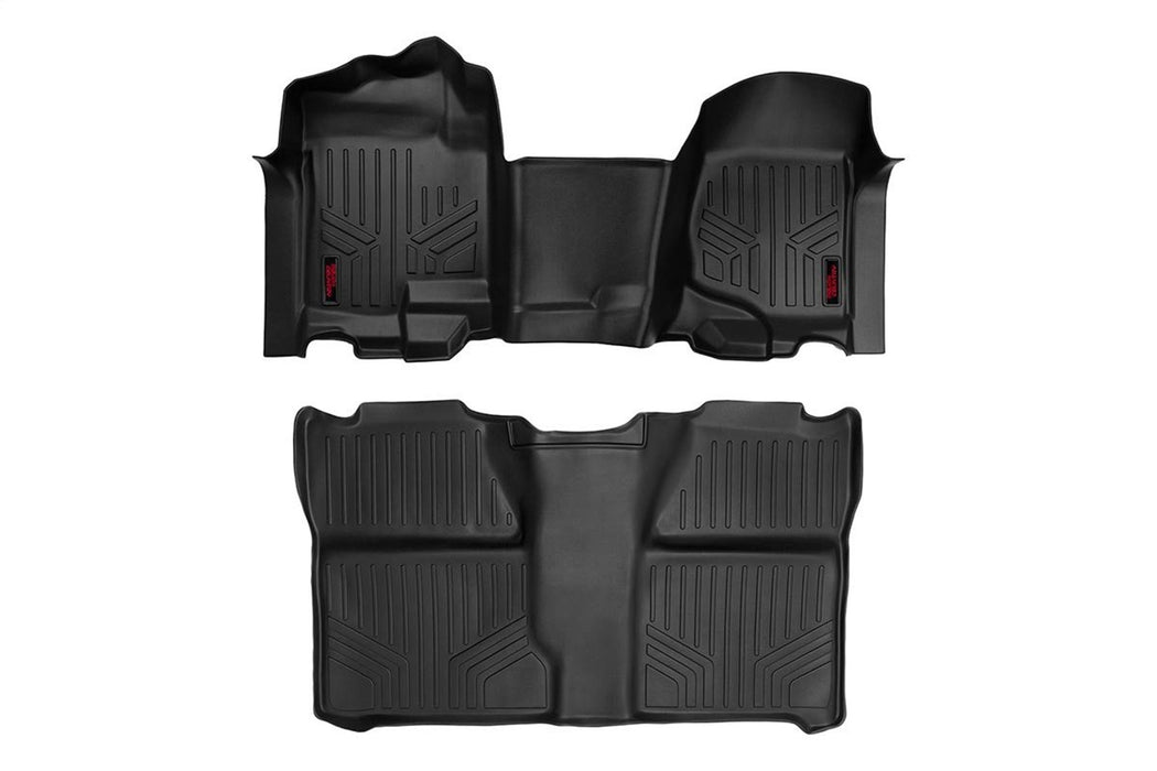 Rough Country M-21073 Heavy Duty Floor Mats Front/Rear-07-13 Silverado/Sierra 07-14 HD Crew Cab Bench Seat Rough Country - Truck Part Superstore