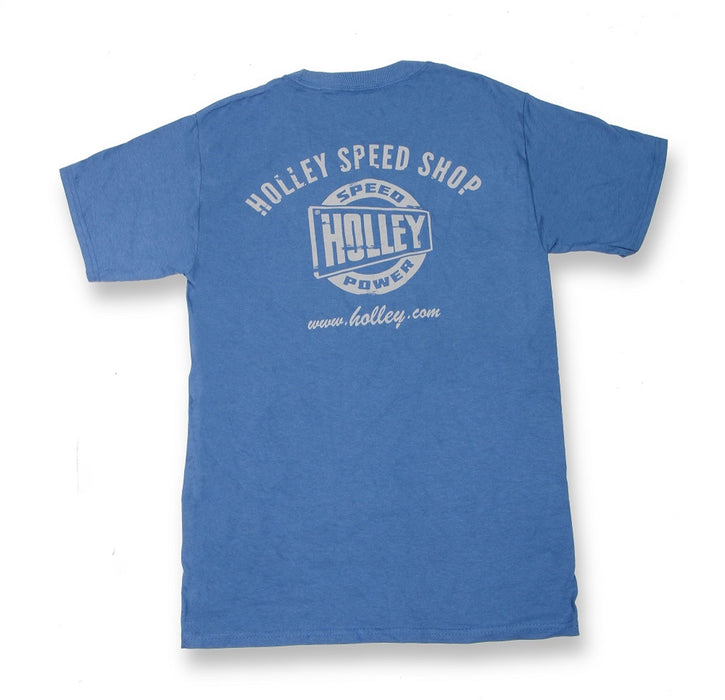 Holley 10104-XLHOL Holley Speed Shop T-Shirt; Pre-Shrunk Short Sleeve; Denim Blue; X-Large; - Truck Part Superstore