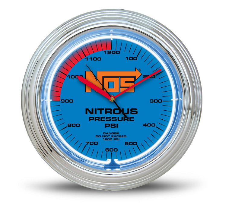 NOS/Nitrous Oxide System 19352NOS NOS Neon Wall Clock; Red Hands w/Black Second Hand; Red; - Truck Part Superstore