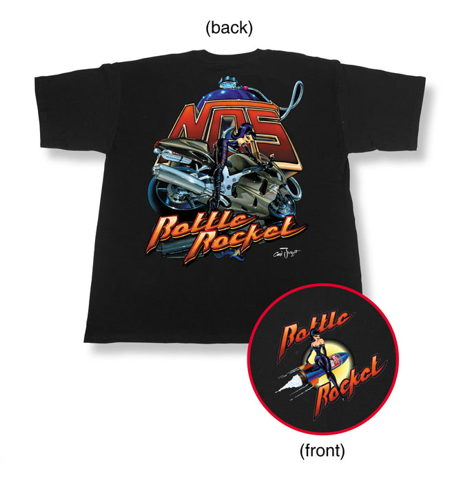 NOS/Nitrous Oxide System 19070-MDNOS T-Shirt; Bottle Rocket Bike Logo; Black; Mens Medium; - Truck Part Superstore