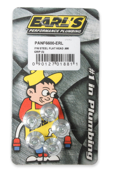 Earl's Performance PANF6600-ERL Quarter Turn Fastener; Slotted Flush Head; 7/16 in.; .600 Grip; Steel; 5 Pieces; - Truck Part Superstore