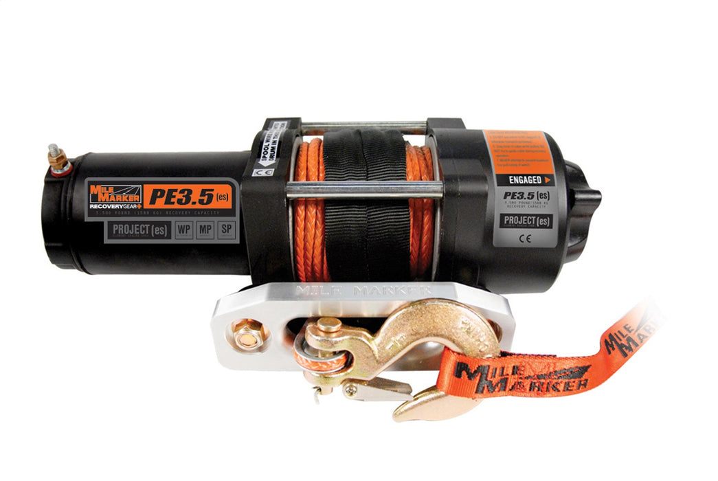 Mile Marker 77-53112BW 3500 LB Winch Waterproof 12V 2.4 HP Permanent Magnet Motor w/Synthetic Rope Aluminum Fairlead PE3.5 ES Mile Marker - Truck Part Superstore