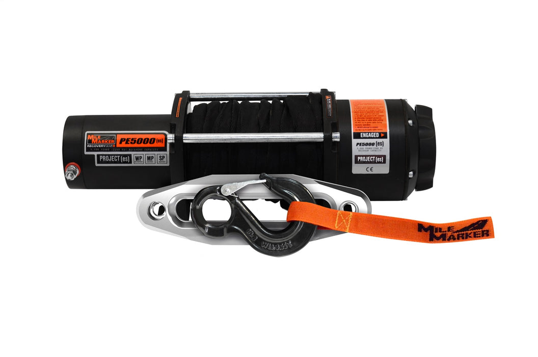 Mile Marker 77-53120W 5000 LB Winch Waterproof 12V 3.8 HP Permanent Magnet Motor w/1/4 x 50 Foot Synthetic Rope PE5000 ES Mile Marker - Truck Part Superstore
