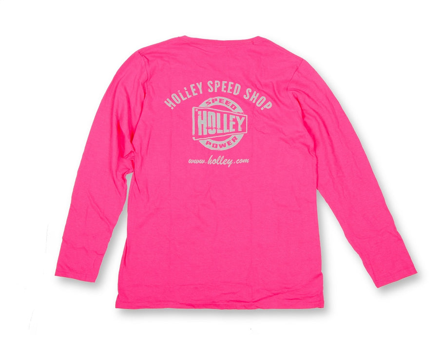 Holley 10105-MDHOL Pink Holley Speed Shop T-Shirt; Ladies Long Sleeve; Medium; - Truck Part Superstore