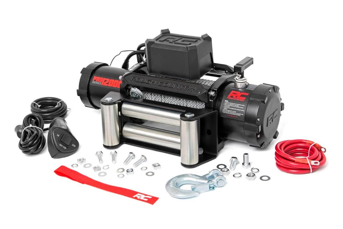 Rough Country PRO12000 100 LB Electric Winch Steel Cable Pro Series ...