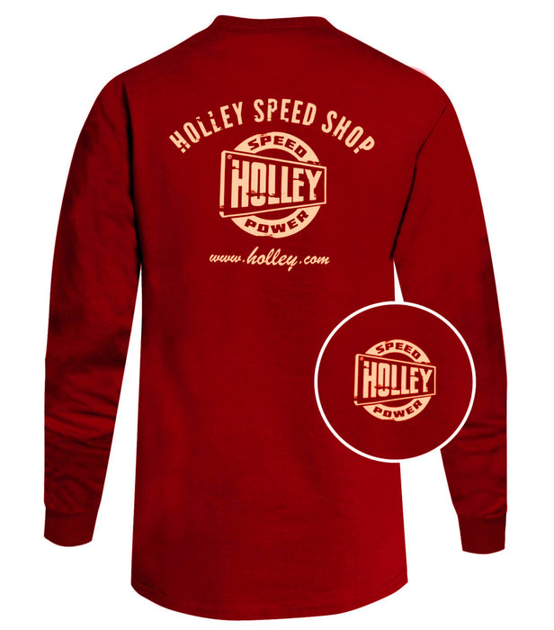 Holley 10046-XLHOL Holley Truck T-Shirt; Holley Speed Shop; Mens; Long Sleeve Red; XLarge; - Truck Part Superstore