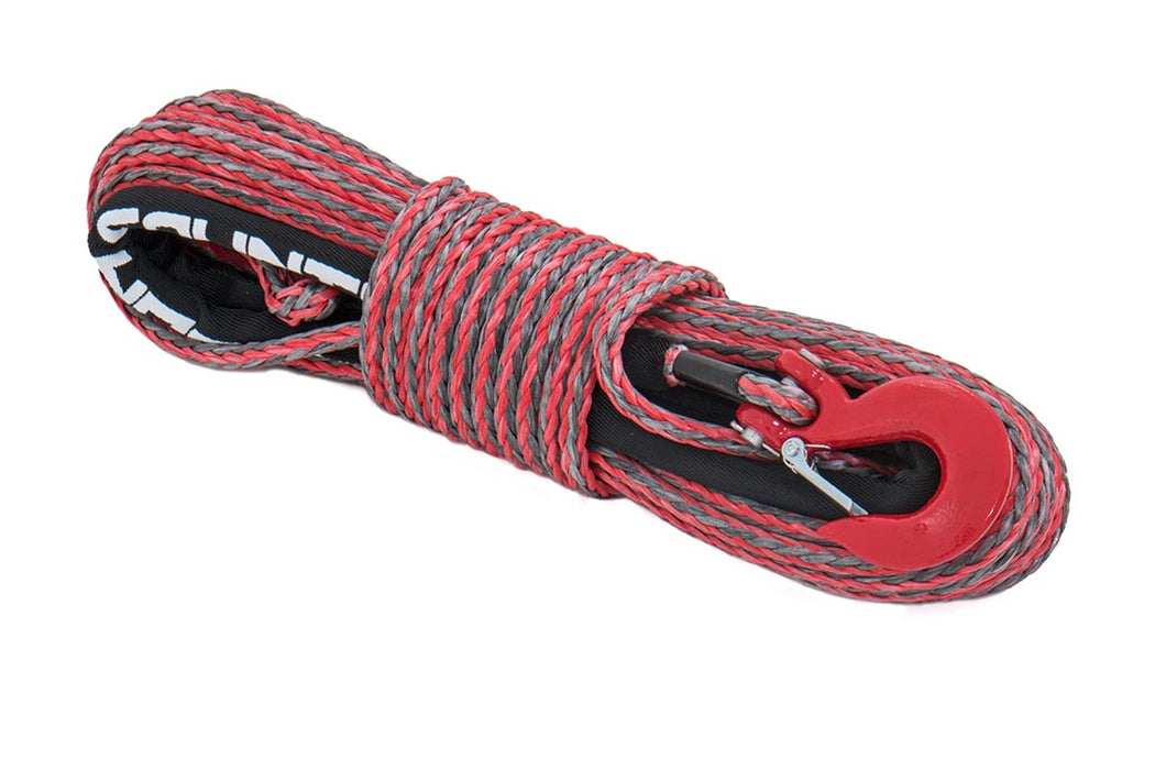 Rough Country RS116 Synthetic Rope 85 Feet Rated Up to 16,000 Lbs 3/8 Inch Includes Clevis Hook and Protective Sleeve Red/Grey Combo Rough Country - Truck Part Superstore