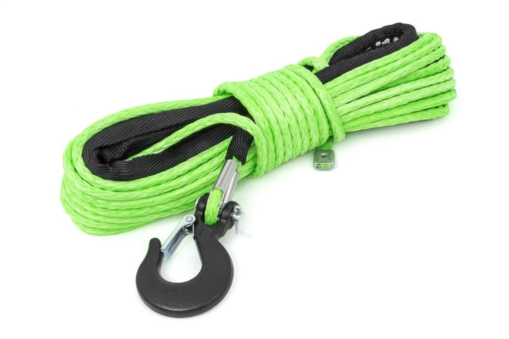 Rough Country RS142 1/4 Inch Synthetic Rope 85 Feet Rated Up to 16,000 Lbs 3/8 Inch Includes Clevis Hook and Protective Sleeve UTV, ATV Green Rough Country - Truck Part Superstore