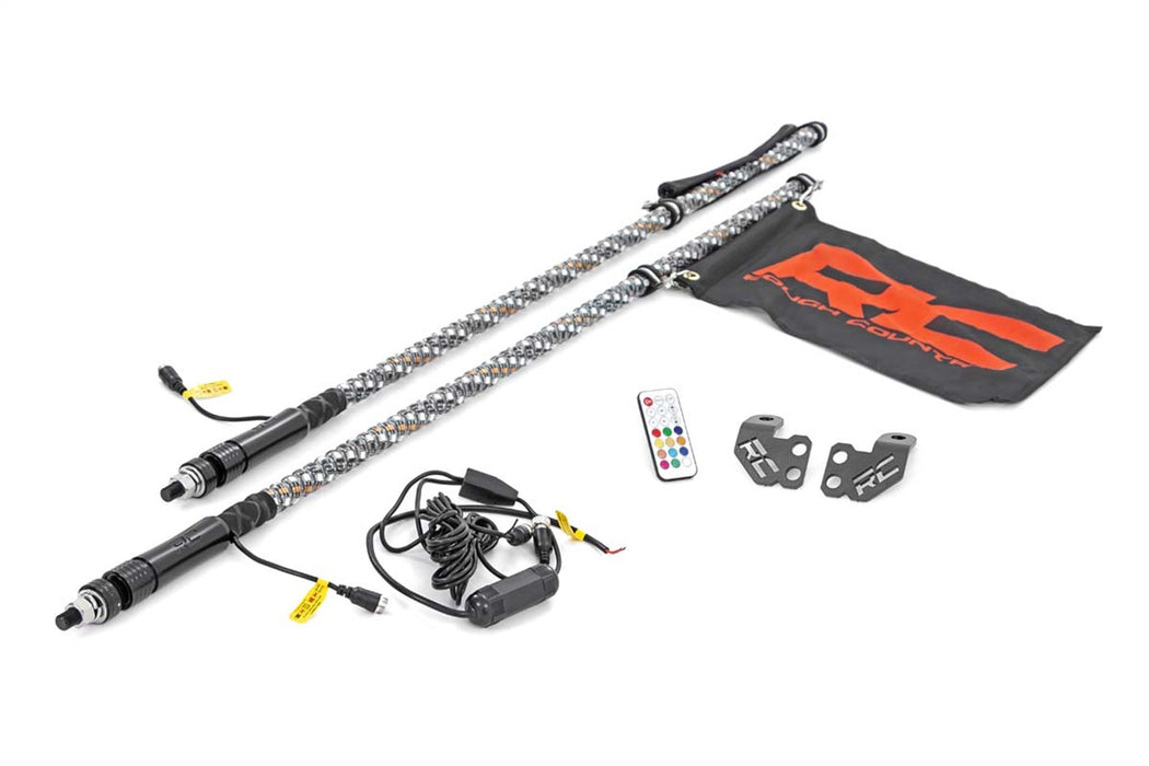 Rough Country 93052 Polaris LED Whip Light Roll Cage Mounting Kit w/ LED Light Whips RZR 1000XP Turbo Rough Country - Truck Part Superstore