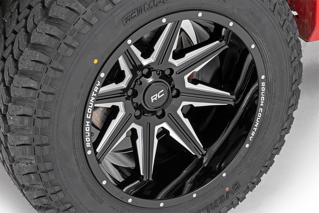Rough Country 91221206M 91 Series Milled One-Piece Gloss Black 22x12 8x180 -44mm Rough Country - Truck Part Superstore