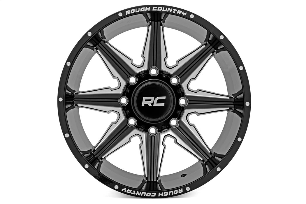 Rough Country 91201206M 91 Series Milled One-Piece Gloss Black 20x12 8x180 -44mm Rough Country - Truck Part Superstore